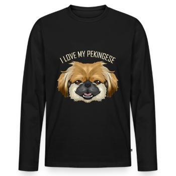Dog Lover - I Love My Pekingese - Men's Premium Organic Long Sleeve Shirt - black - Front - Nico (187cm)