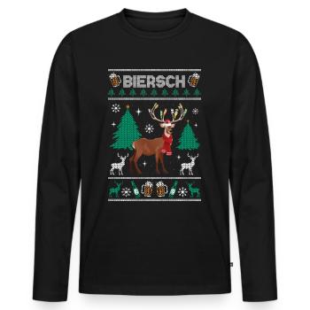Noël Biersch Rudolf Affreux Cerf de Noël - T-shirt manches longues Premium bio Homme - noir - Devant - Nico (187cm)