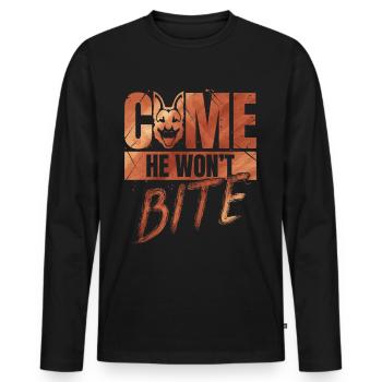 Come, He Won't Bite - Dog Owner - Men's Premium Organic Long Sleeve Shirt - black - Front - Nico (187cm)