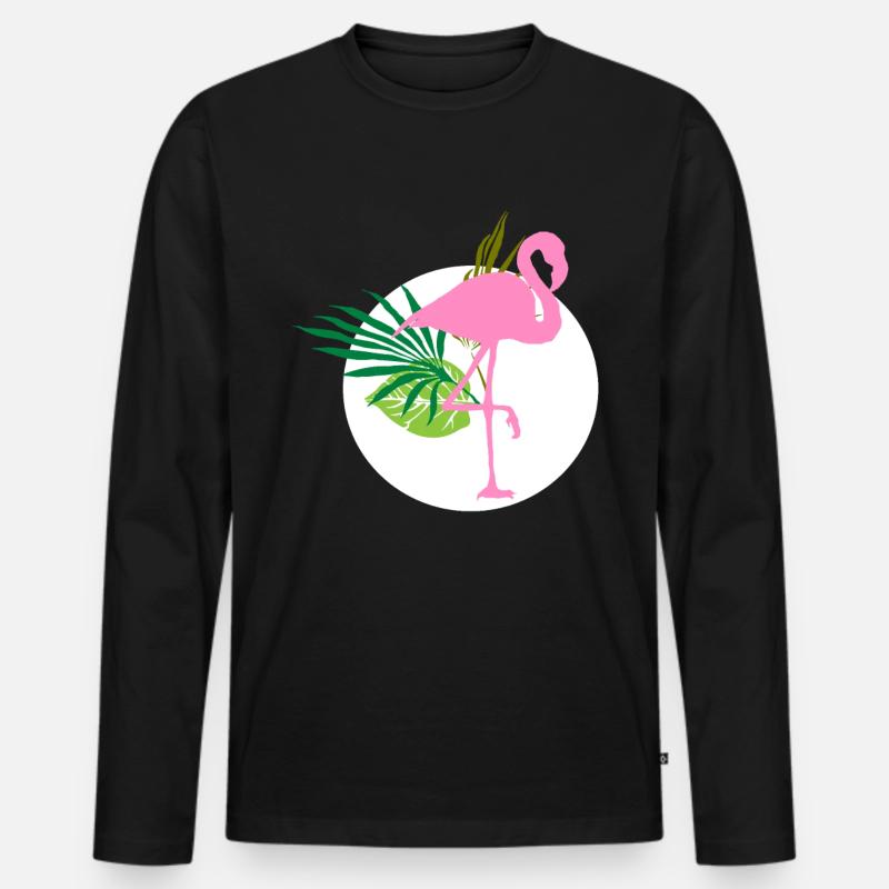 Flamingo - Männer Premium Bio Langarmshirt - Schwarz