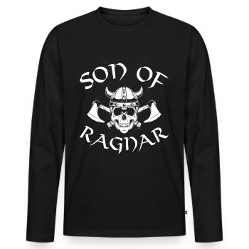 Wikinger Ragnar Odin Walhalla-Krieger Mythologie - Männer Premium Bio Langarmshirt - Schwarz - Vorne - Nico (187cm)