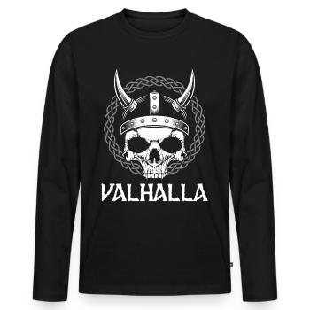 Valhalla Skull Viking Odin Warrior Mythology - Men's Premium Organic Long Sleeve Shirt - black - Front - Nico (187cm)