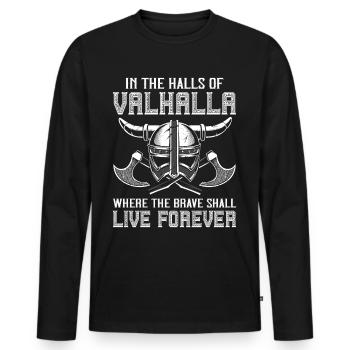 Wikinger Axt Helm Walhalla Warriors Mythologie Odi - Männer Premium Bio Langarmshirt - Schwarz - Vorne - Nico (187cm)