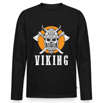 Viking Warrior Skull Axe Valhalla Warriors Myt - T-shirt manches longues Premium bio Homme - noir - Devant - Nico (187cm)
