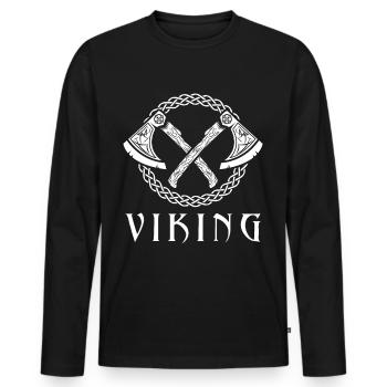 Wikinger Axt Krieger Walhalla Warriors Mythologie - Männer Premium Bio Langarmshirt - Schwarz - Vorne - Nico (187cm)