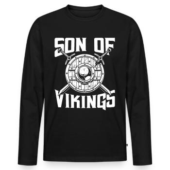 Sohn des Wikingers Axtkrieger Walhalla Warriors My - Männer Premium Bio Langarmshirt - Schwarz - Vorne - Nico (187cm)