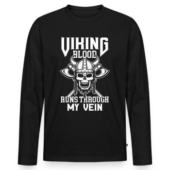 Viking Blood Warrior Hache Valhalla Warriors Mythol - T-shirt manches longues Premium bio Homme - noir - Devant - Nico (187cm)