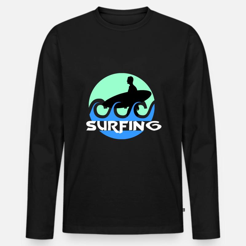 Surfing - Männer Premium Bio Langarmshirt - Schwarz