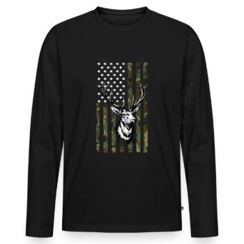 Deer Flag America - Men's Premium Organic Long Sleeve Shirt - black - Front - Nico (187cm)