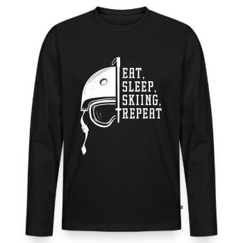 Manger dormir Ski Répéter - T-shirt manches longues Premium bio Homme - noir - Devant - Nico (187cm)