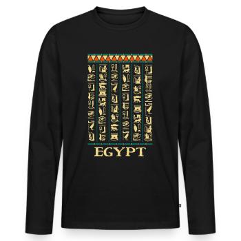 Hieroglyphics Pyramids Ancient Egypt - Men's Premium Organic Long Sleeve Shirt - black - Front - Nico (187cm)
