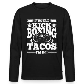 Kickboxing & Tacos Boxing Gloves Funny Kickboxer - Men's Premium Organic Long Sleeve Shirt - black - Front - Nico (187cm)