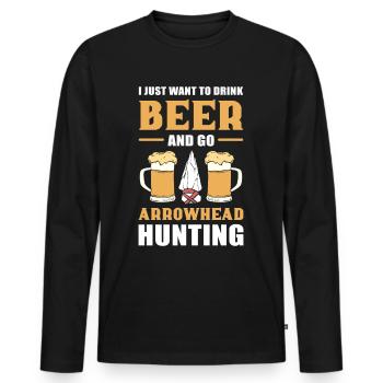 Arrowhead Hunting Arrowhead Hunting Arrowhead-Sa - T-shirt manches longues Premium bio Homme - noir - Devant - Nico (187cm)