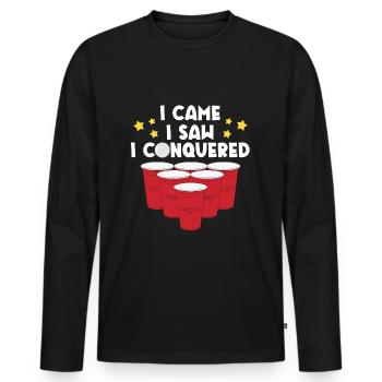 I Came I Saw I Conquered - Men's Premium Organic Long Sleeve Shirt - black - Front - Nico (187cm)
