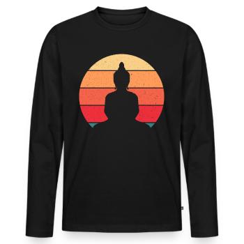 Bouddhisme Bouddha vintage pour les amateurs de bouddhisme - T-shirt manches longues Premium bio Homme - noir - Devant - Nico (187cm)