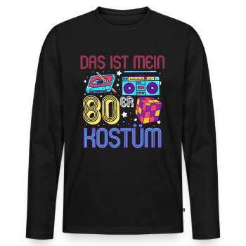 Das ist mein 80er Kostüm - Männer Premium Bio Langarmshirt - Schwarz - Vorne - Nico (187cm)