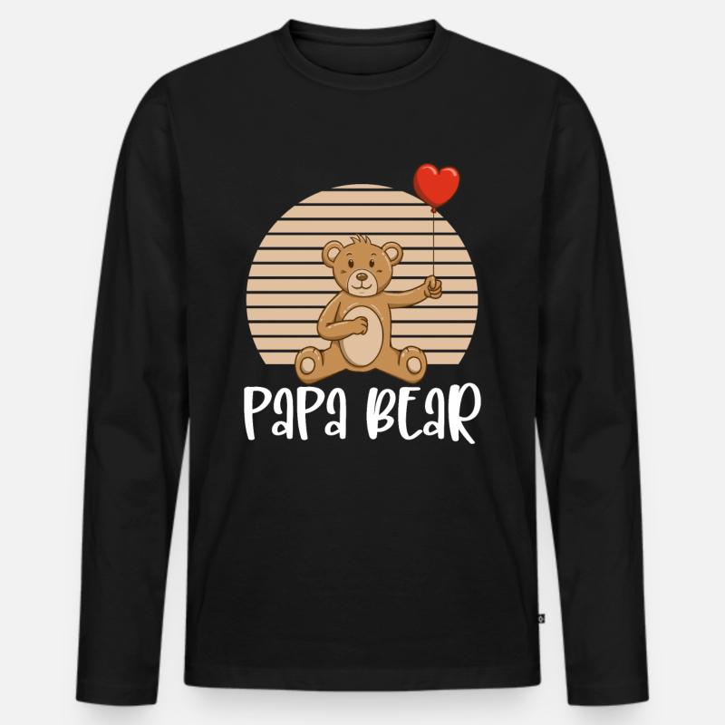 Papa Bear - Männer Premium Bio Langarmshirt - Schwarz