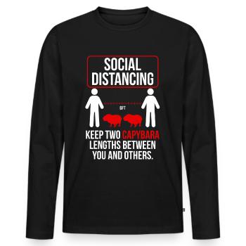 Social distancing Funny capybara - Men's Premium Organic Long Sleeve Shirt - black - Front - Nico (187cm)