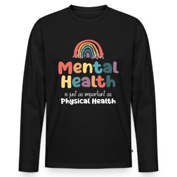Mental Health Regenbogen - Männer Premium Bio Langarmshirt - Schwarz - Vorne - Nico (187cm)