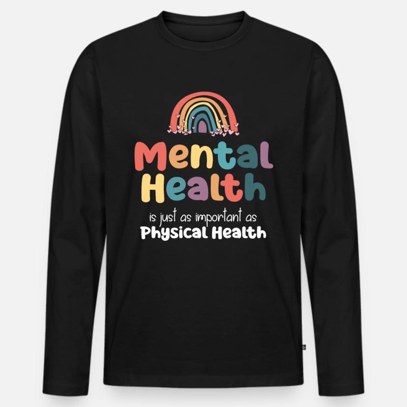 Mental Health Regenbogen - Männer Premium Bio Langarmshirt - Schwarz