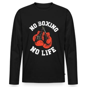 No Boxing No Life Boxing Gloves - Men's Premium Organic Long Sleeve Shirt - black - Front - Nico (187cm)