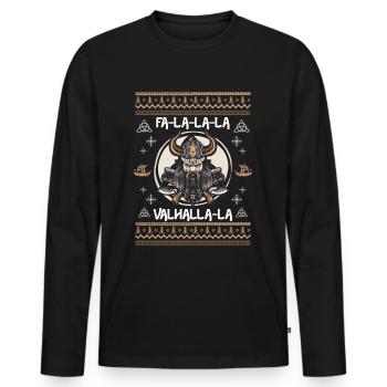 Ugly Christmas Viking Viking Axe - Men's Premium Organic Long Sleeve Shirt - black - Front - Nico (187cm)