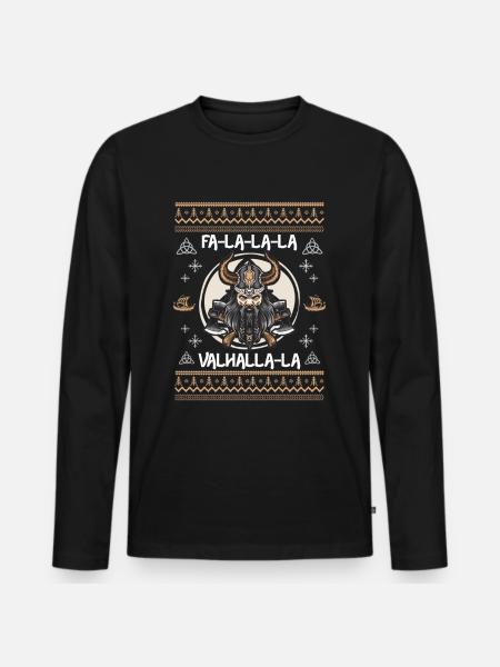 Ugly Christmas Wikinger Wikingeraxt - Männer Premium Bio Langarmshirt - Schwarz