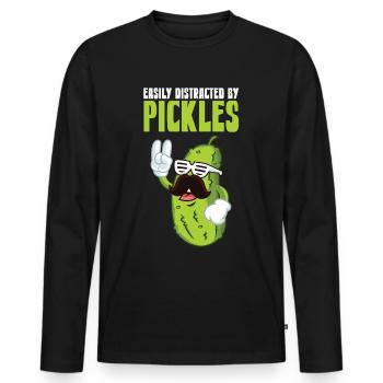 Facilement distrait par les cornichons - T-shirt manches longues Premium bio Homme - noir - Devant - Nico (187cm)