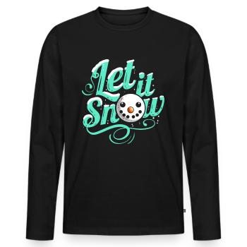 Let It Snow Bonhomme de neige Joyeux Noël - T-shirt manches longues Premium bio Homme - noir - Devant - Nico (187cm)
