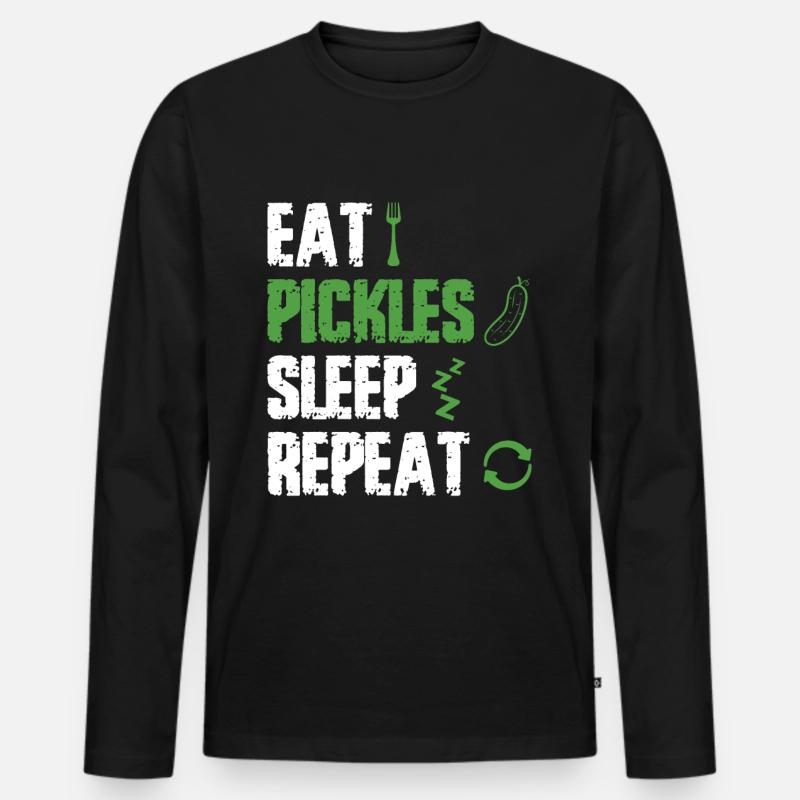 Eat Pickles Sleep Repeat - Männer Premium Bio Langarmshirt - Schwarz