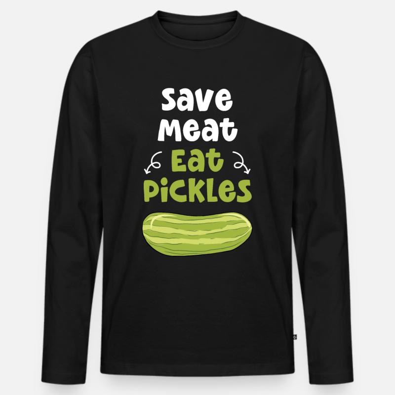 Save Meat Eat Pickles - Männer Premium Bio Langarmshirt - Schwarz