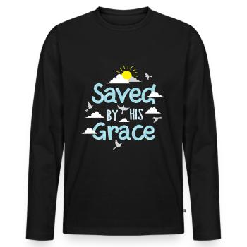 Sauvé par sa grâce - T-shirt manches longues Premium bio Homme - noir - Devant - Nico (187cm)