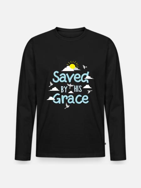 Saved By His Grace - Men's Premium Organic Long Sleeve Shirt - black