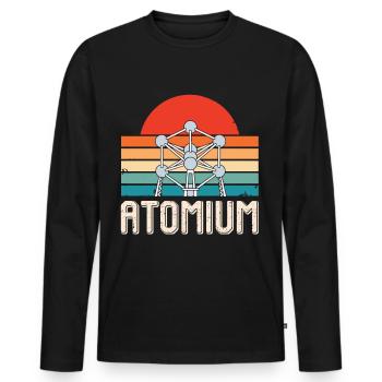 Physique atomique Atomium Science du noyau atomique Physicien - T-shirt manches longues Premium bio Homme - noir - Devant - Nico (187cm)