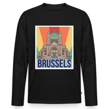 Bruxelles Science Noyau atomique Physique Physicien atomique - T-shirt manches longues Premium bio Homme - noir - Devant - Nico (187cm)