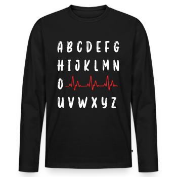 PQRST Infirmière ECG infirmière autorisée infirmière étudiante - T-shirt manches longues Premium bio Homme - noir - Devant - Nico (187cm)