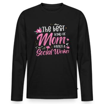 Le meilleur type de mère élève un travailleur social - T-shirt manches longues Premium bio Homme - noir - Devant - Nico (187cm)