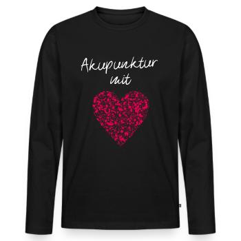 Akupunktur mit Herz Akupunkteurin Nadelung Nadel - Männer Premium Bio Langarmshirt - Schwarz - Vorne - Nico (187cm)