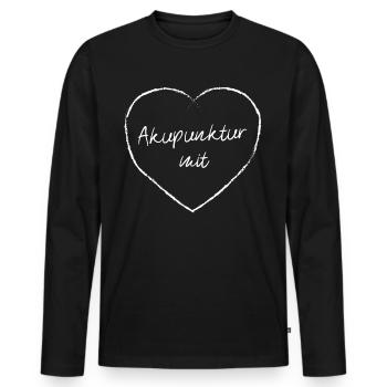 Akupunktur mit Herz Laserakupunktur Nadelung - Männer Premium Bio Langarmshirt - Schwarz - Vorne - Nico (187cm)
