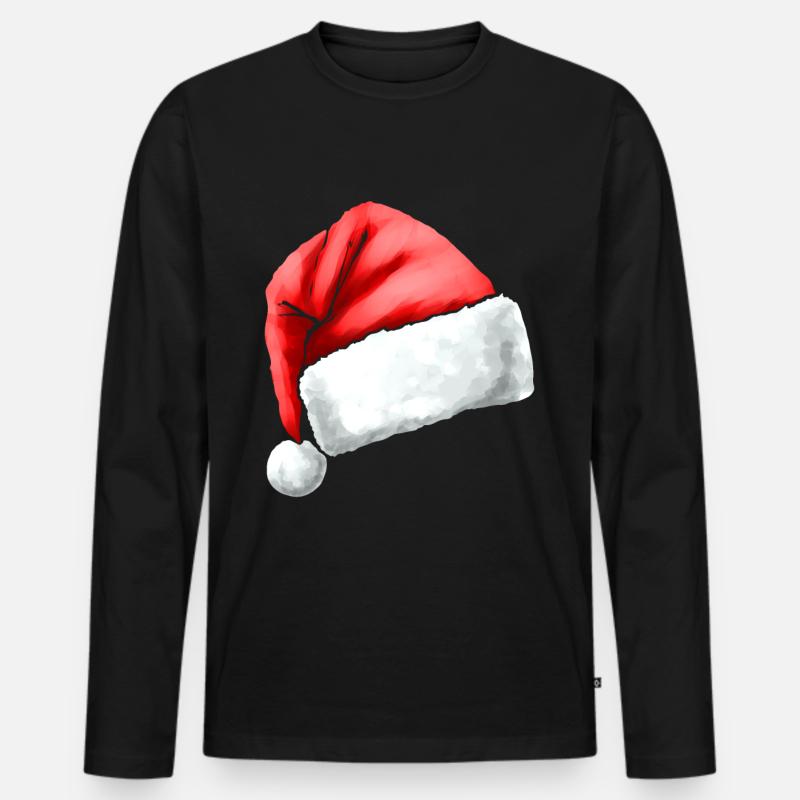 Santas Hat Christmas - Männer Premium Bio Langarmshirt - Schwarz