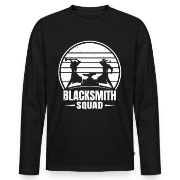 Idée cadeau Blacksmithing Anvil Blacksmith Squad - T-shirt manches longues Premium bio Homme - noir - Devant - Nico (187cm)