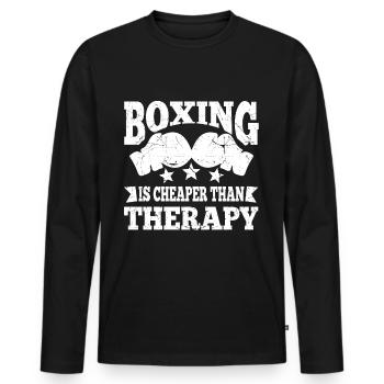 Boxing Is Cheaper Than Therapy Boxing Gloves - Männer Premium Bio Langarmshirt - Schwarz - Vorne - Nico (187cm)