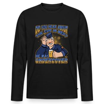 Avez-vous entendu parler du flic au lit qu’il était - T-shirt manches longues Premium bio Homme - noir - Devant - Nico (187cm)