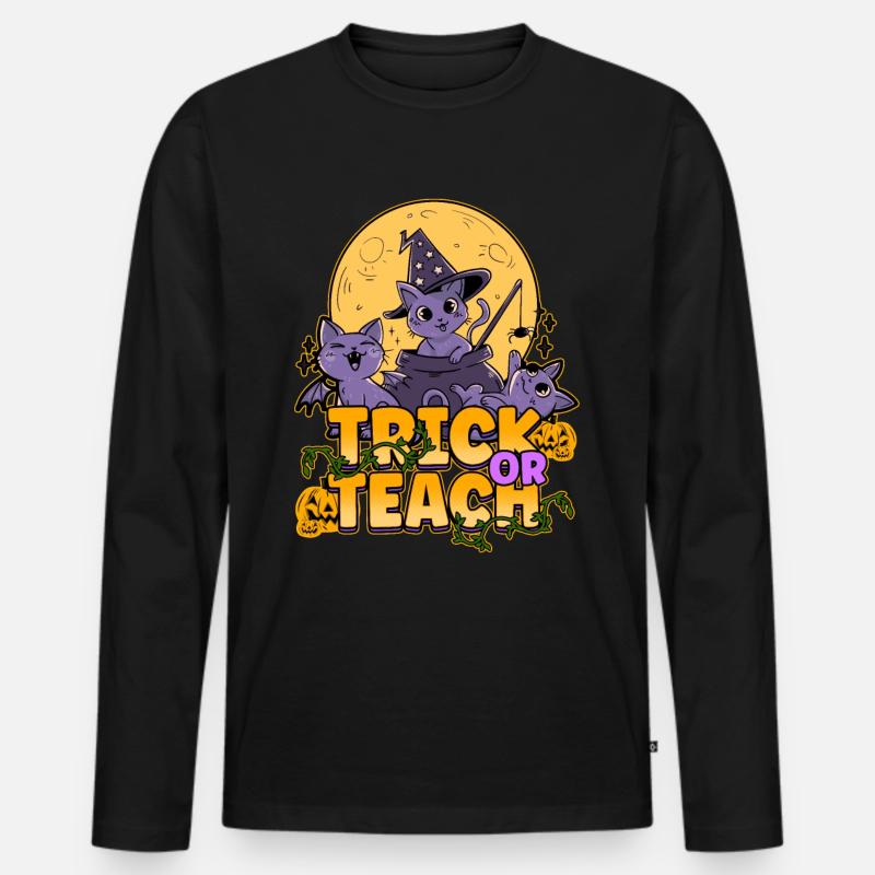 Trick Or Teach - Männer Premium Bio Langarmshirt - Schwarz