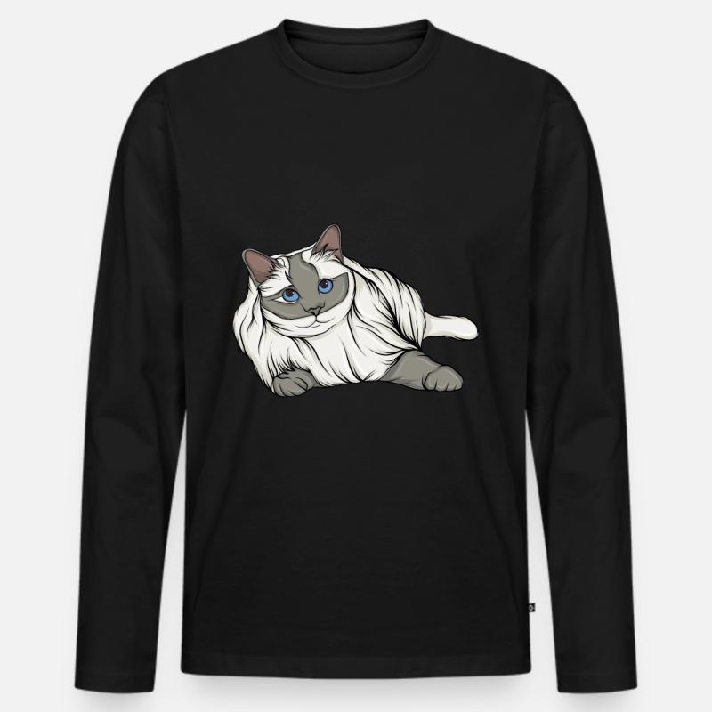 Katzendame - Männer Premium Bio Langarmshirt - Schwarz