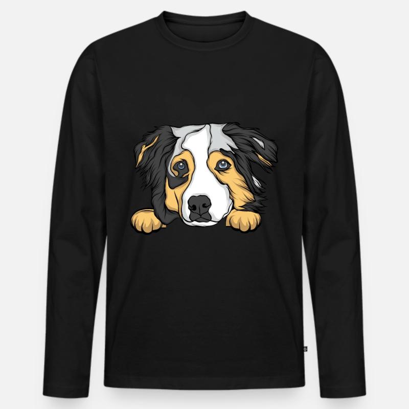 Hund - Männer Premium Bio Langarmshirt - Schwarz