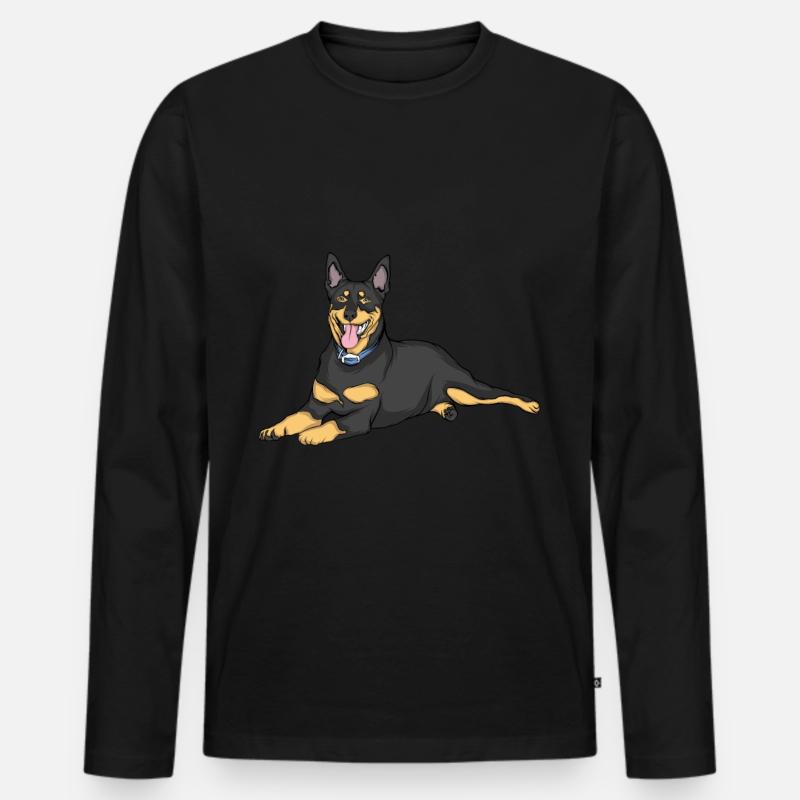 Dobermann Hund - Männer Premium Bio Langarmshirt - Schwarz