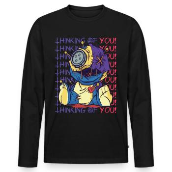 Gruselige Voodoo Puppe, die an dich denkt Hallowee - Männer Premium Bio Langarmshirt - Schwarz - Vorne - Nico (187cm)