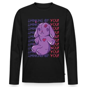 Voodoo-Häschen denkt an dich Voodoo-Halloween-Zaub - Männer Premium Bio Langarmshirt - Schwarz - Vorne - Nico (187cm)