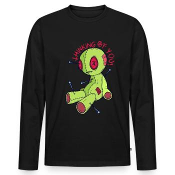 Voodoo Puppe Hexerei Ich denke an dich! Gruseliges - Männer Premium Bio Langarmshirt - Schwarz - Vorne - Nico (187cm)